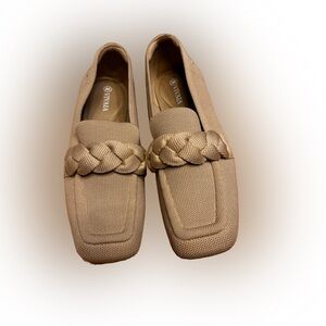 Vivaia Beige Loafers, Square Toe, Knot Design. Gently used.